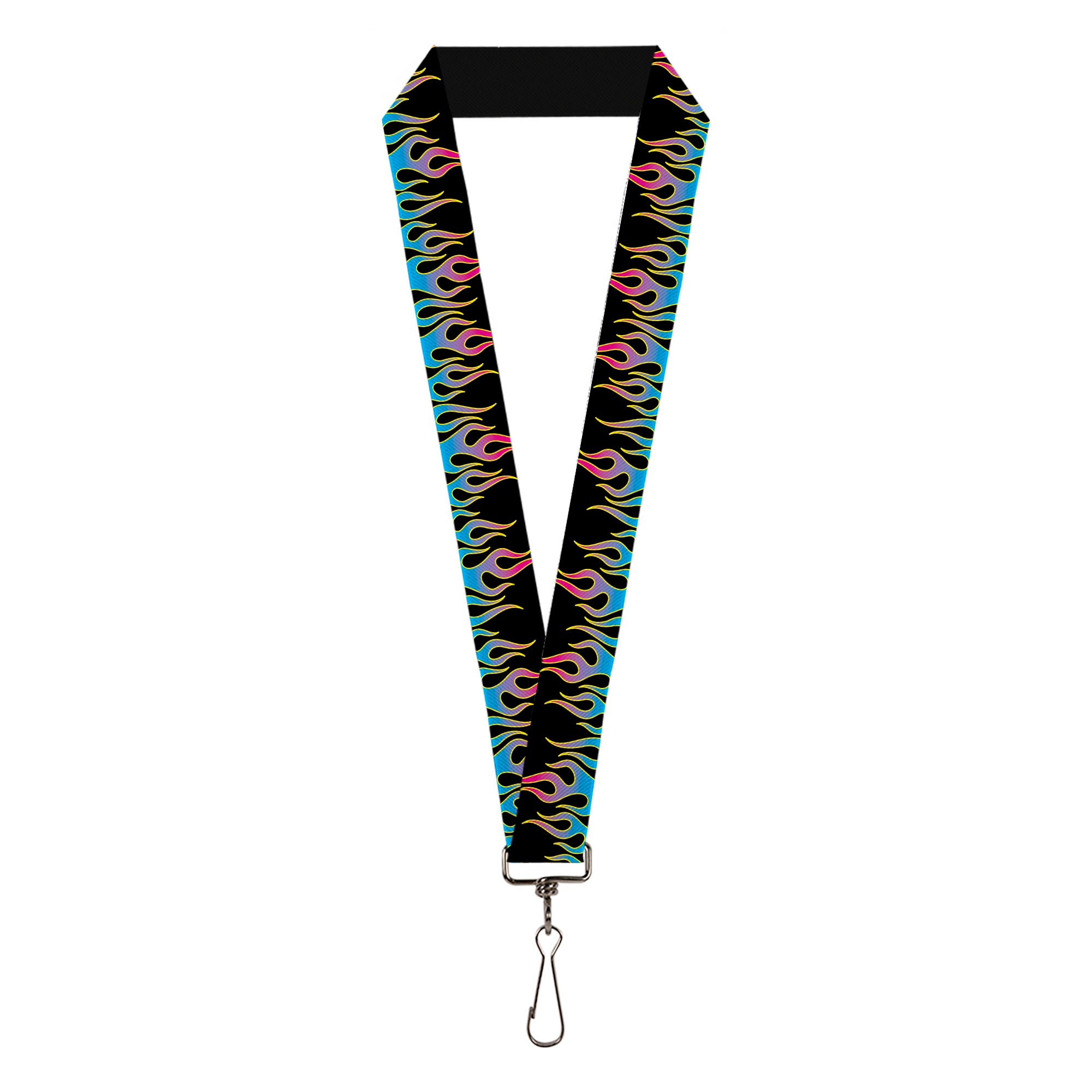 Lanyard - 1.0" - Flames Black Blue Pink Lanyards Buckle-Down