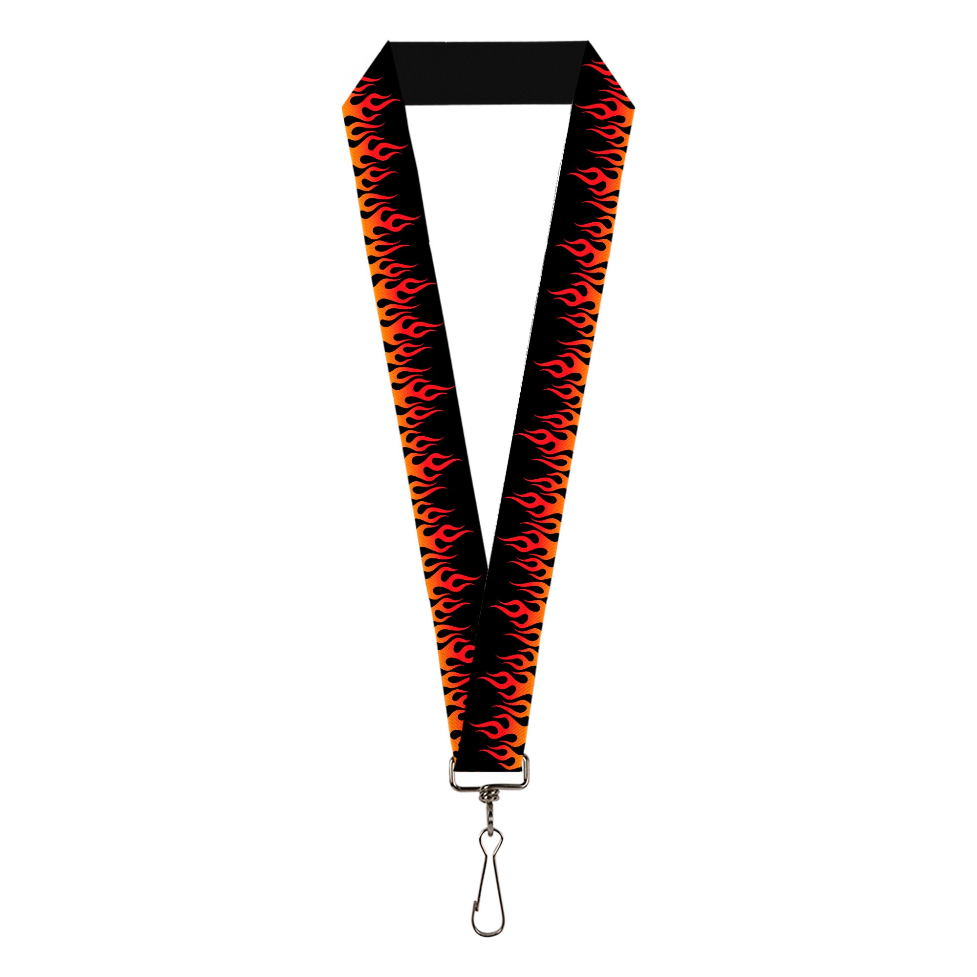 Lanyard - 1.0" - Flames Black Orange Red Lanyards Buckle-Down