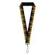 Lanyard - 1.0" - Flames Black Yellow Orange Lanyards Buckle-Down