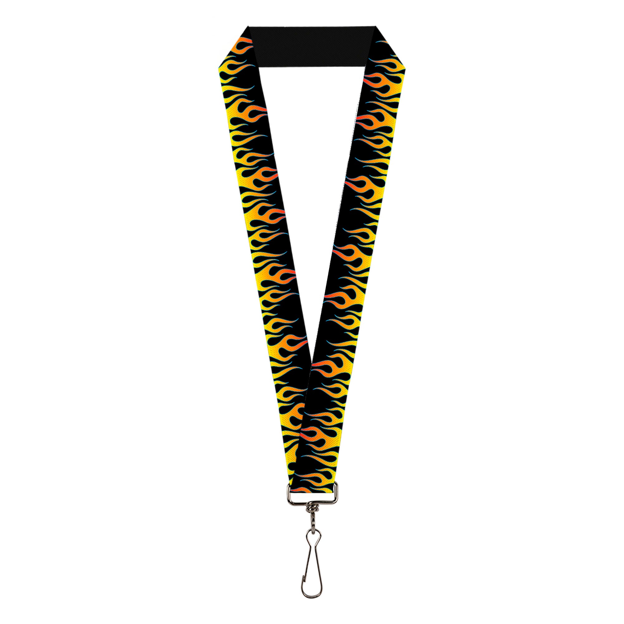 Lanyard - 1.0" - Flames Black Yellow Orange Lanyards Buckle-Down