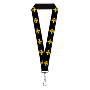 Lanyard - 1.0" - Fleur-de-Lis Black Yellow Lanyards Buckle-Down