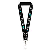 Buckle-Down Lanyard - FUCK YOU/FUCK ME Black/White/Blue Lanyards Buckle-Down