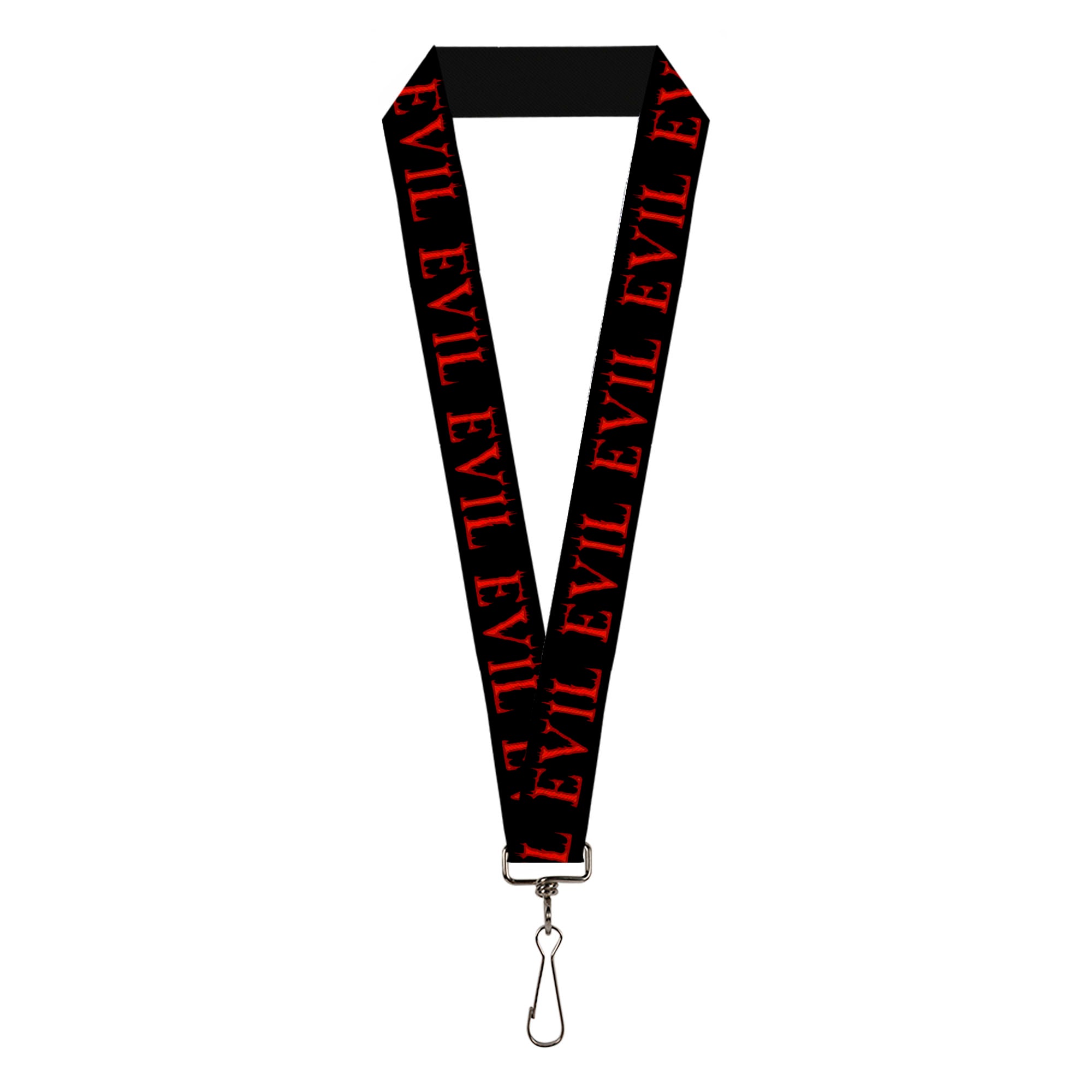 Lanyard - 1.0" - Flaming EVIL Black Red Lanyards Buckle-Down