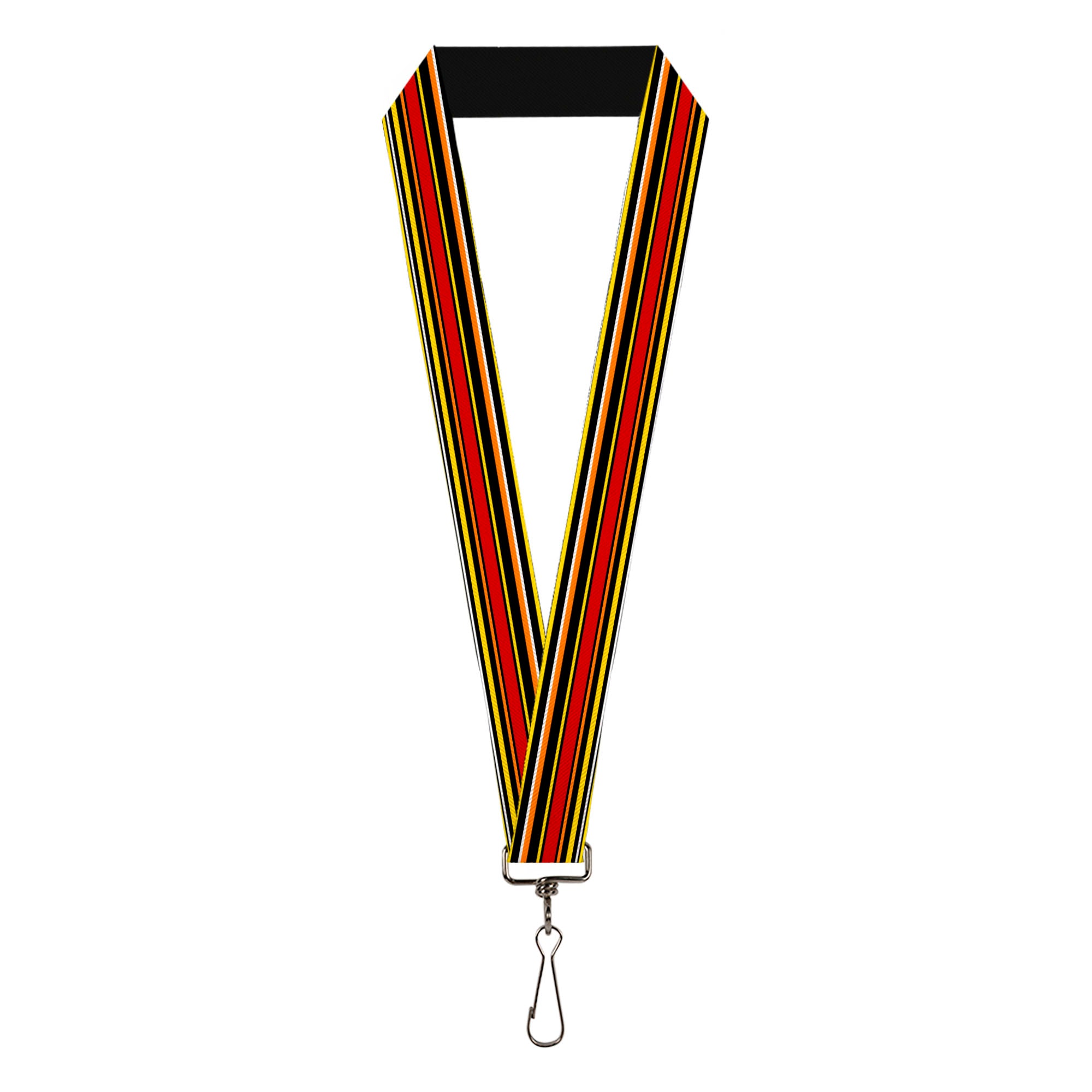 Lanyard - 1.0" - Fine Stripes Black Yellows Orange Red White Lanyards Buckle-Down