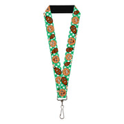 Lanyard - 1.0" - Fried Chicken & Waffles Plaid White Green Lanyards Buckle-Down