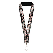 Lanyard - 1.0" - Flying Pigs Black White Pink Lanyards Buckle-Down