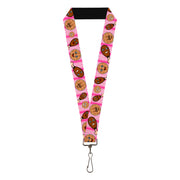 Lanyard - 1.0" - Fried Chicken & Waffles Plaid Pinks Lanyards Buckle-Down