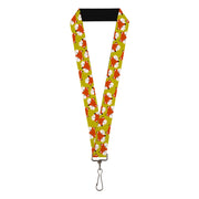Lanyard - 1.0" - Fox Face Scattered Warm Olive Lanyards Buckle-Down