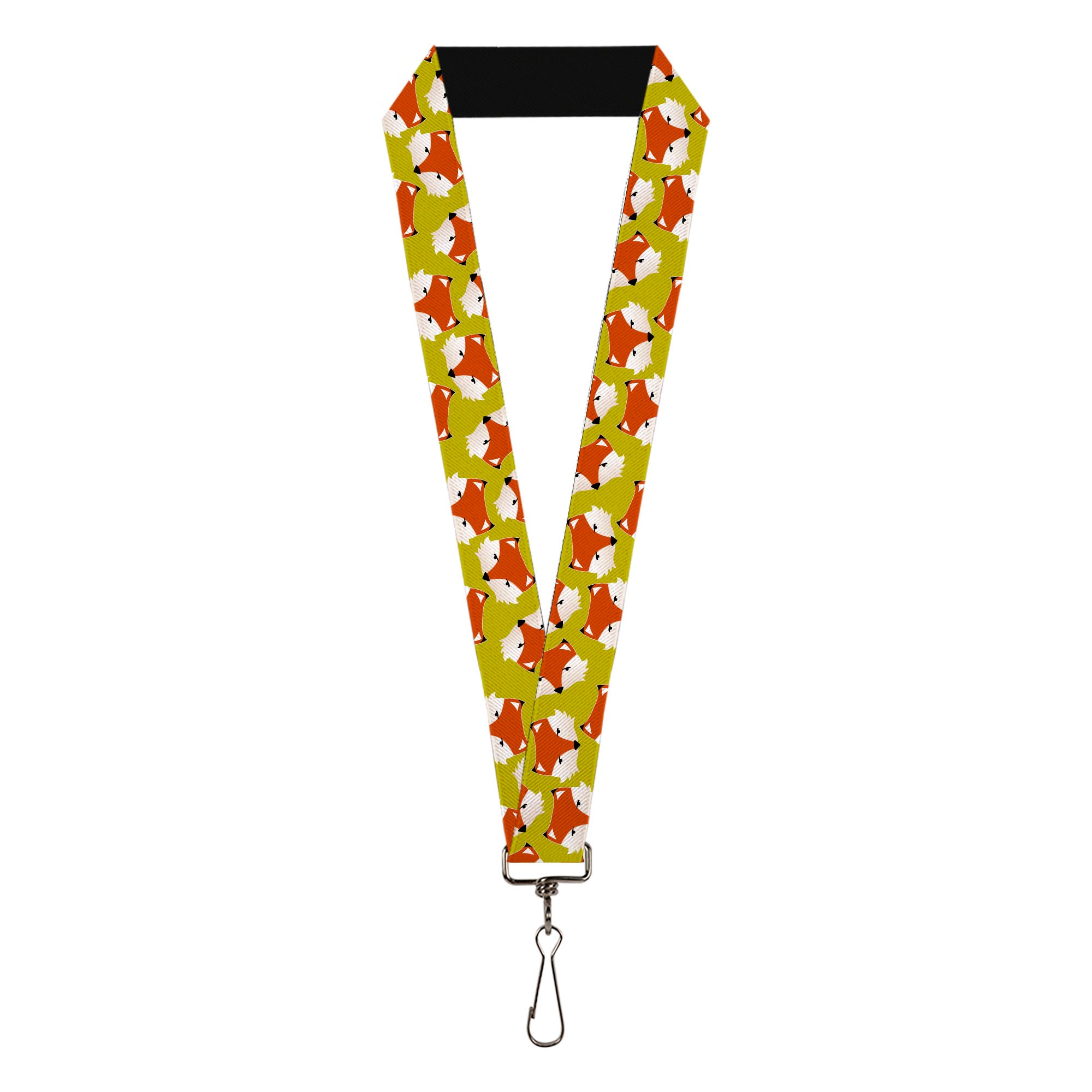 Lanyard - 1.0" - Fox Face Scattered Warm Olive Lanyards Buckle-Down