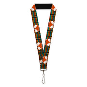 Lanyard - 1.0" - Fox Face Stripes Black Multi Color Lanyards Buckle-Down