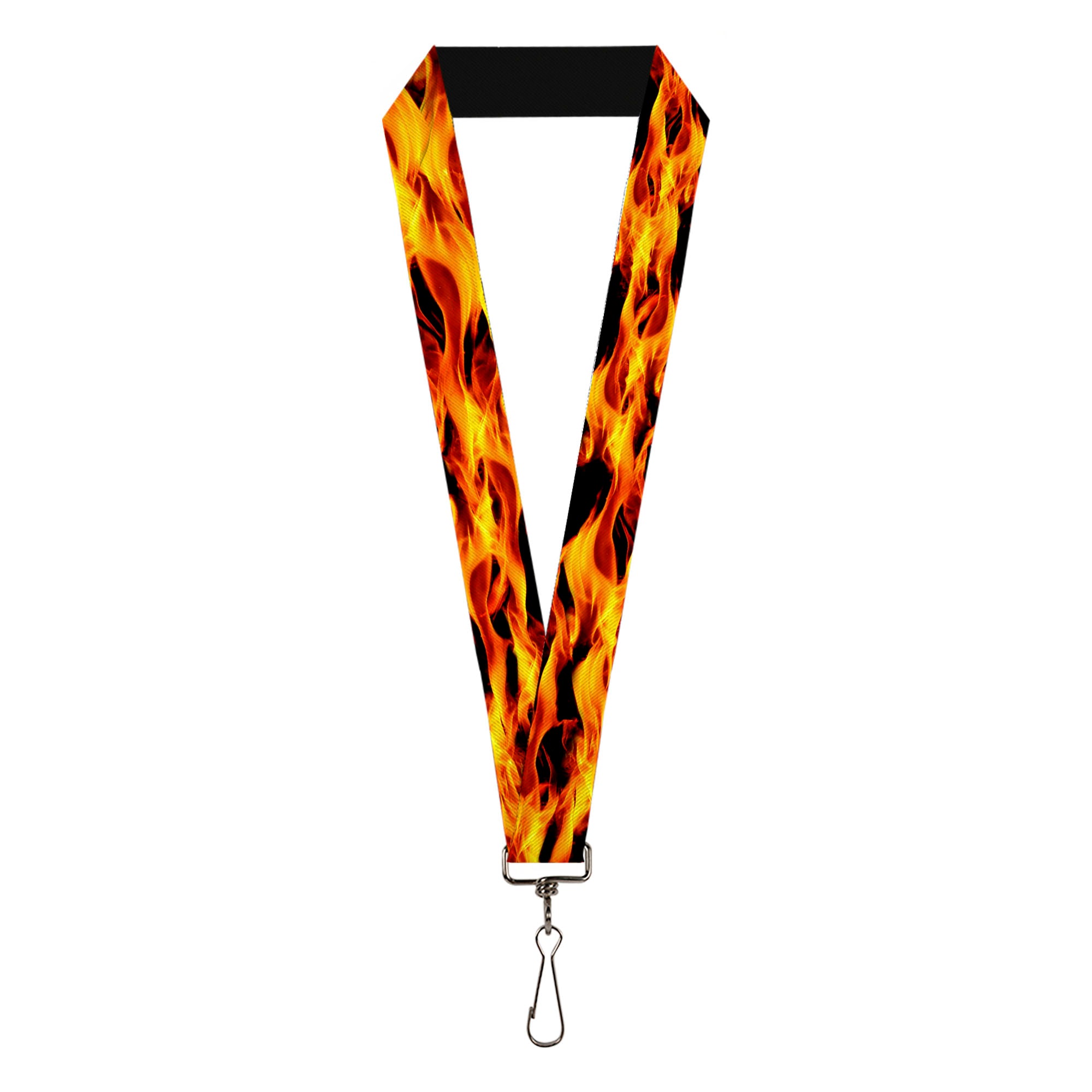Lanyard - 1.0" - Flames Vivid Black Orange Lanyards Buckle-Down
