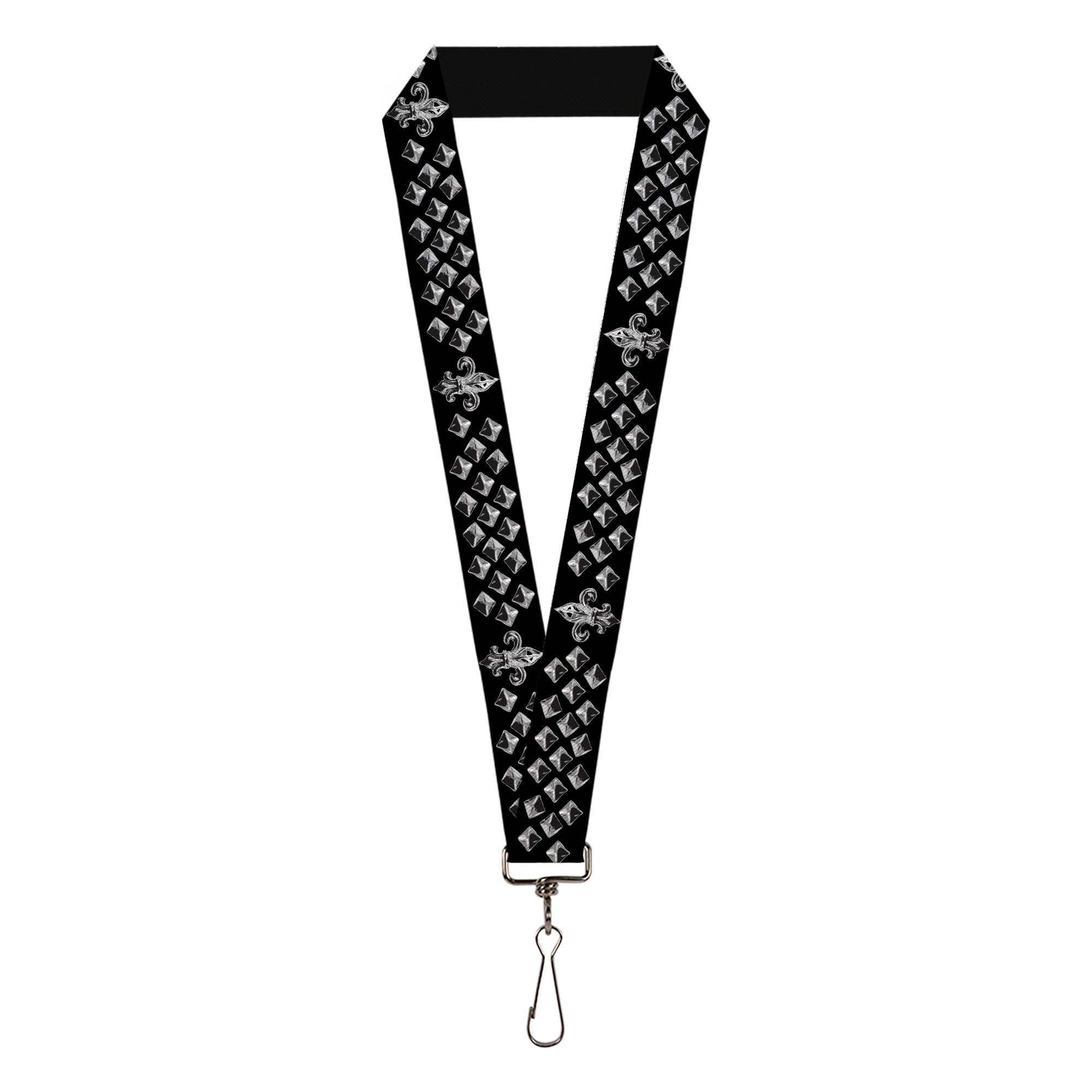 Lanyard - 1.0" - Fleur-de-Lis Studs Black Grays Lanyards Buckle-Down