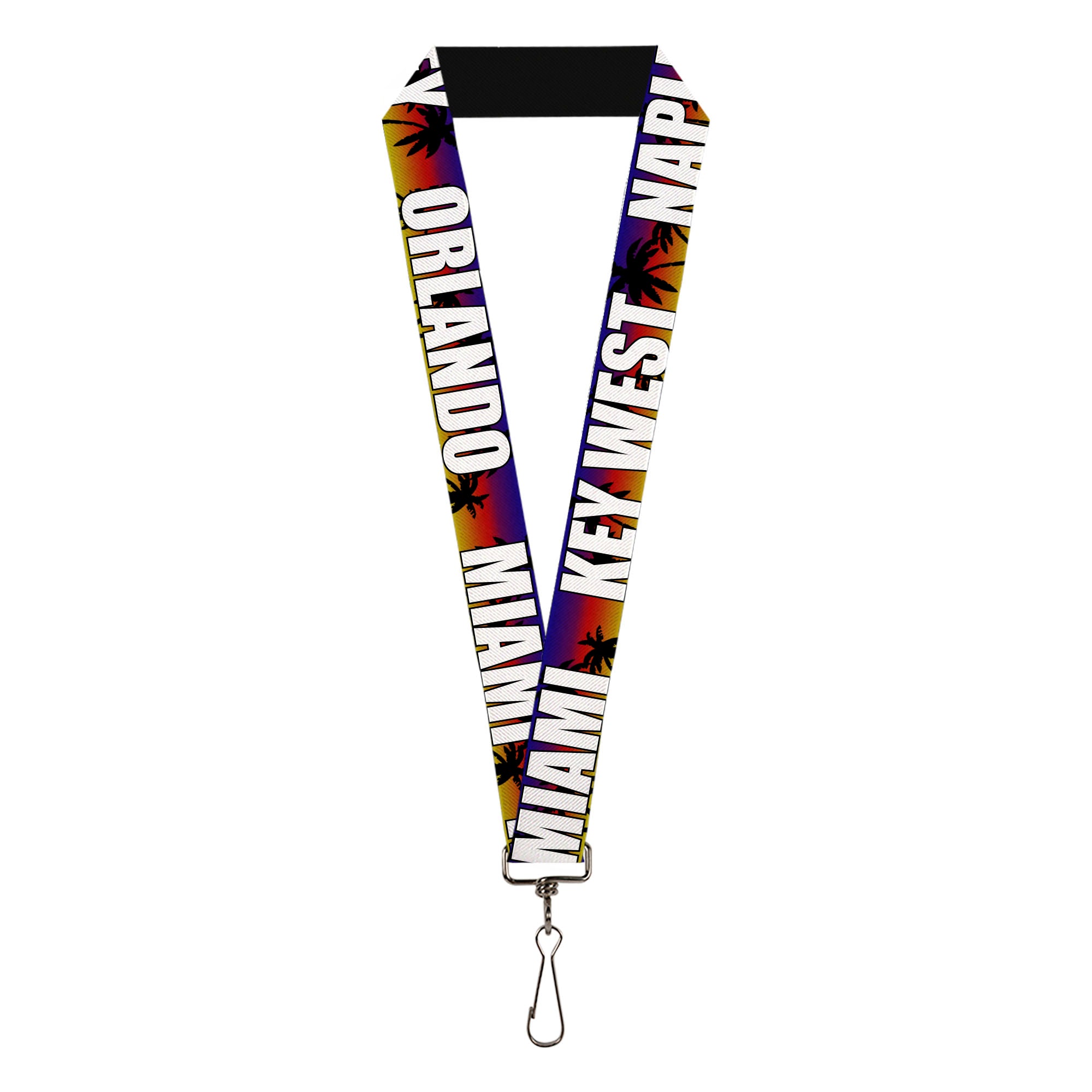 Lanyard - 1.0" - Florida Cities Palm Tree Sunset White Lanyards Buckle-Down