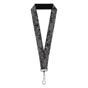 Lanyard - 1.0" - Floral Paisley2 Black White Lanyards Buckle-Down
