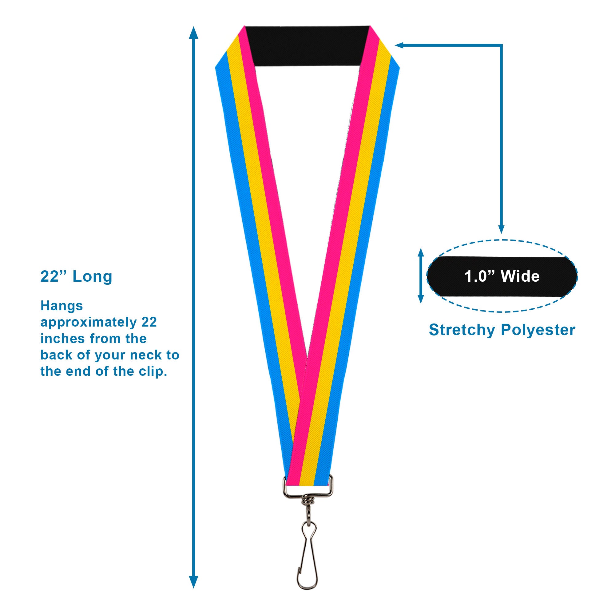 Lanyard - 1.0" - Flag Pansexual Pink Yellow Blue Lanyards Buckle-Down