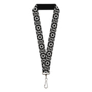 Lanyard - 1.0" - Floral Pinwheel Black White Lanyards Buckle-Down