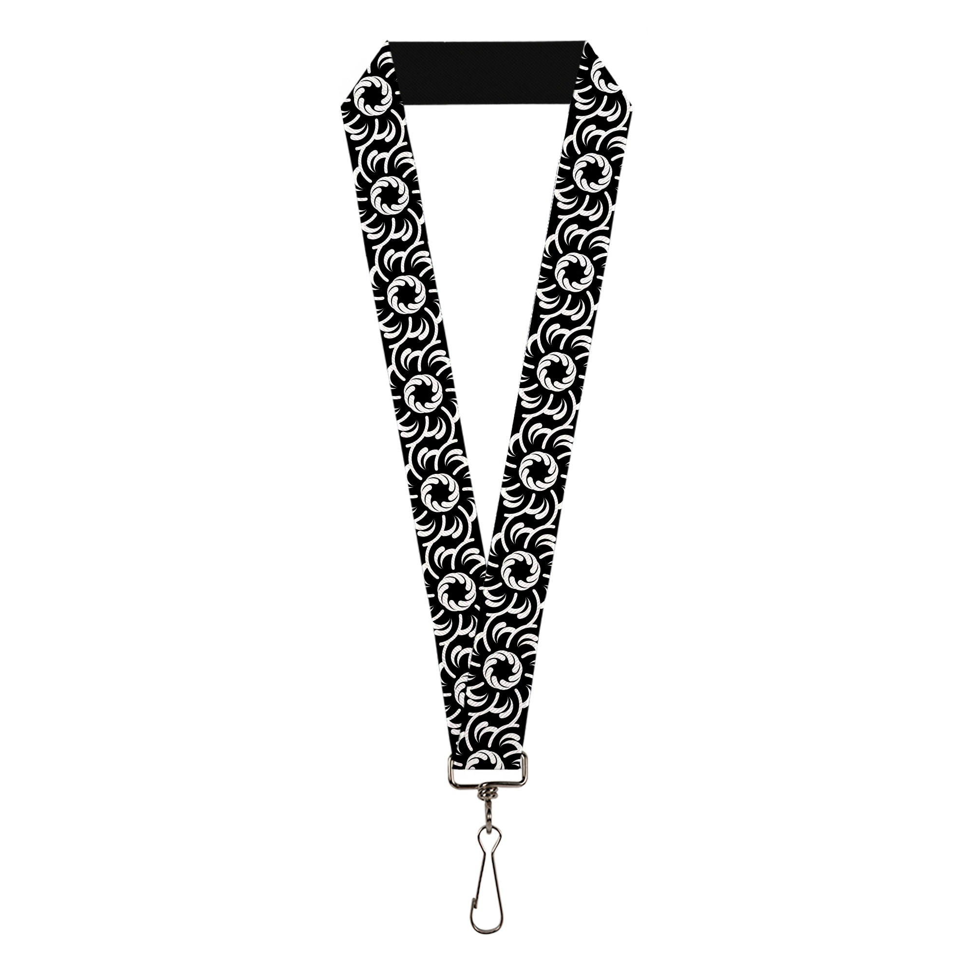 Lanyard - 1.0" - Floral Pinwheel Black White Lanyards Buckle-Down