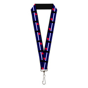 Lanyard - 1.0" - Flag Leather Black Blue Red White Lanyards Buckle-Down