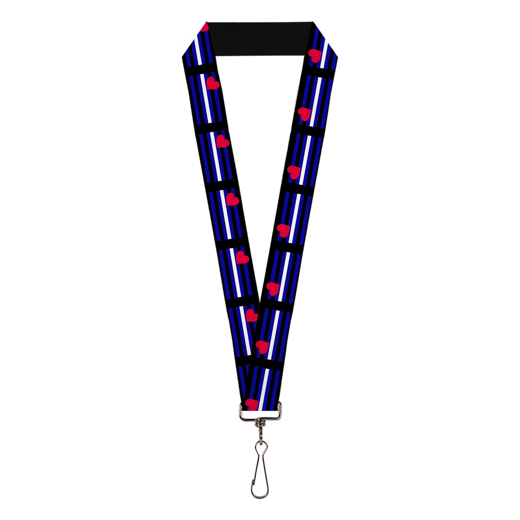 Lanyard - 1.0" - Flag Leather Black Blue Red White Lanyards Buckle-Down