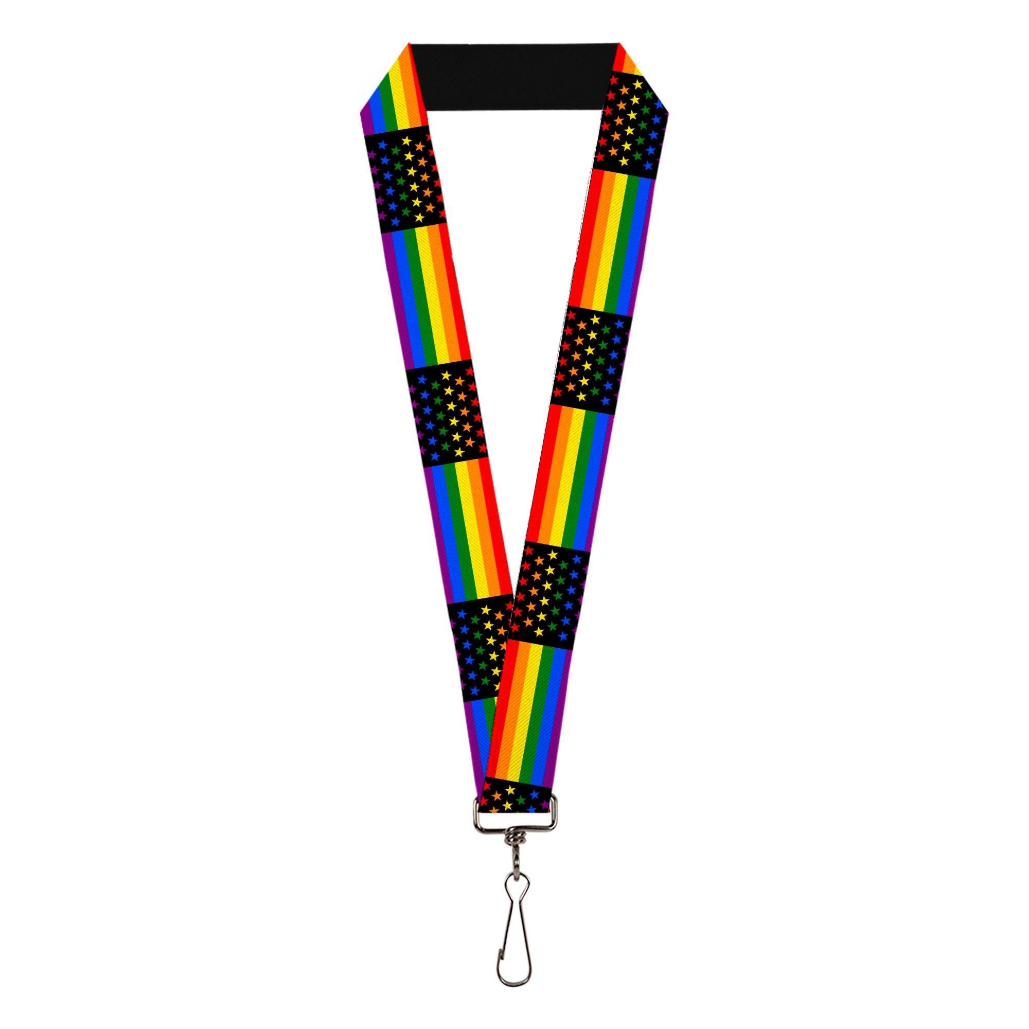Lanyard - 1.0" - Flag American Pride Rainbow Black Lanyards Buckle-Down