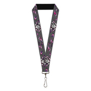 Lanyard - 1.0" - Girlie Skull Gray Lanyards Buckle-Down