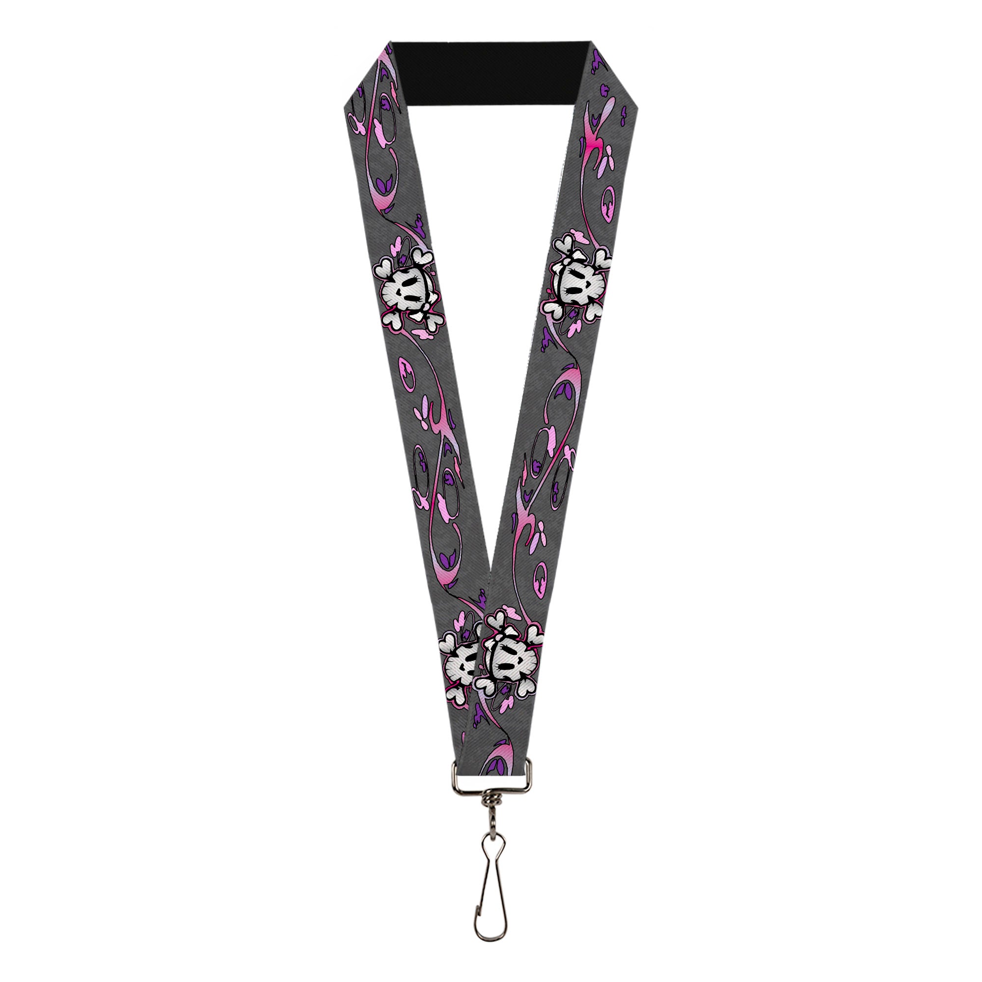 Lanyard - 1.0" - Girlie Skull Gray Lanyards Buckle-Down