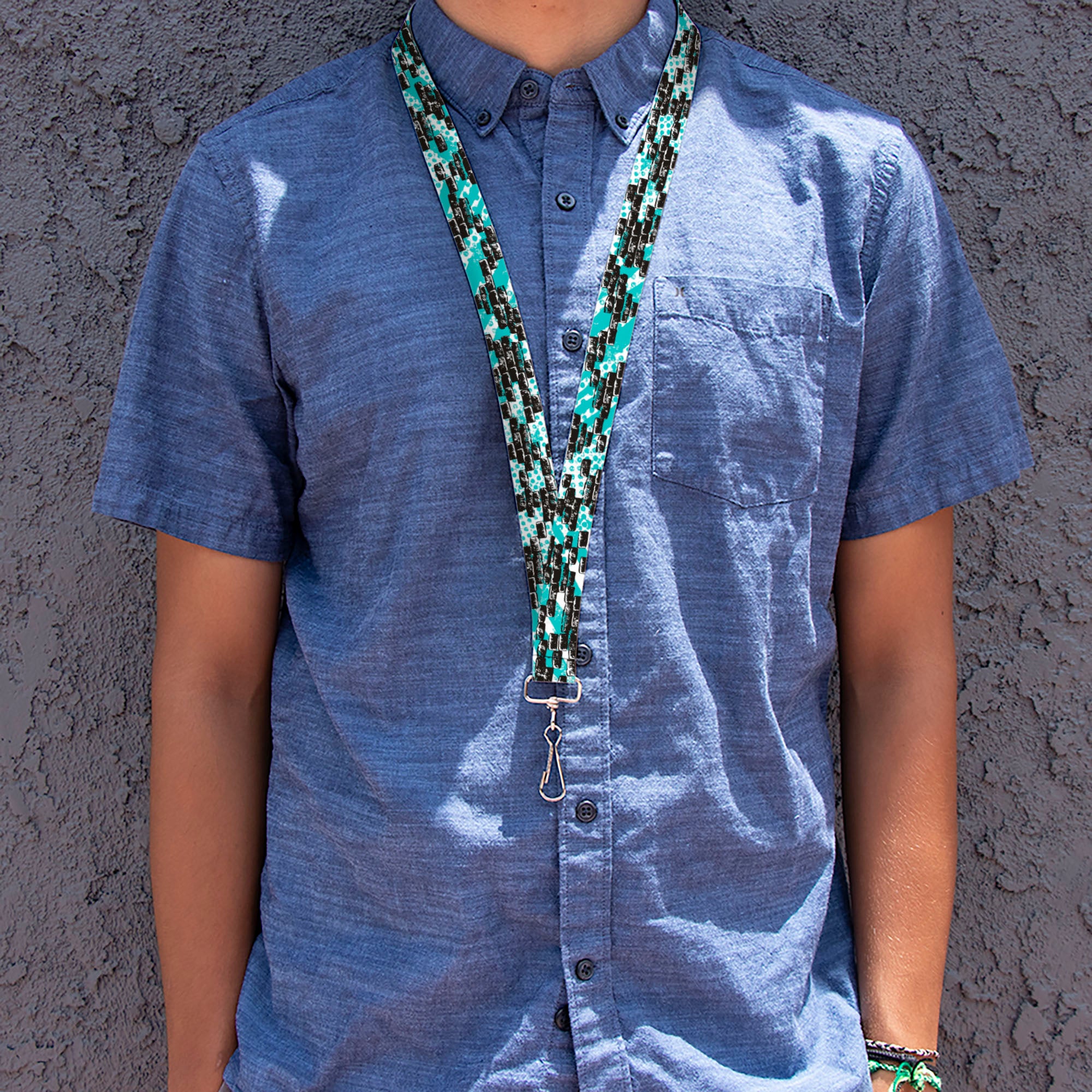 Lanyard - 1.0" - Grunge Bricks Green Lanyards Buckle-Down