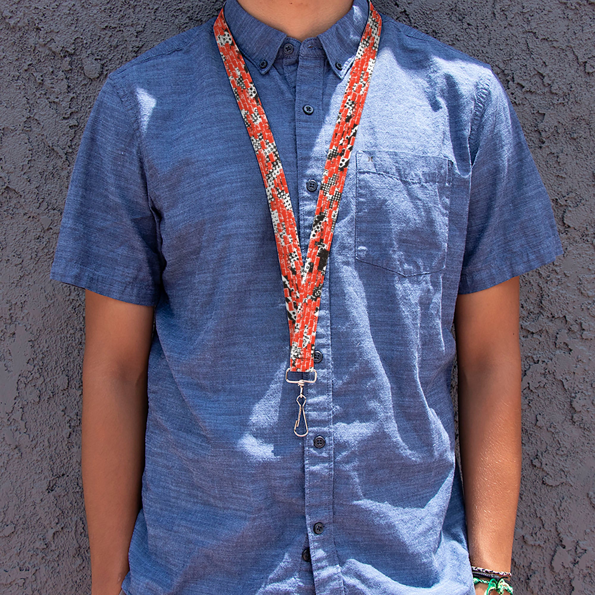 Lanyard - 1.0" - Grunge Bricks Orange Lanyards Buckle-Down