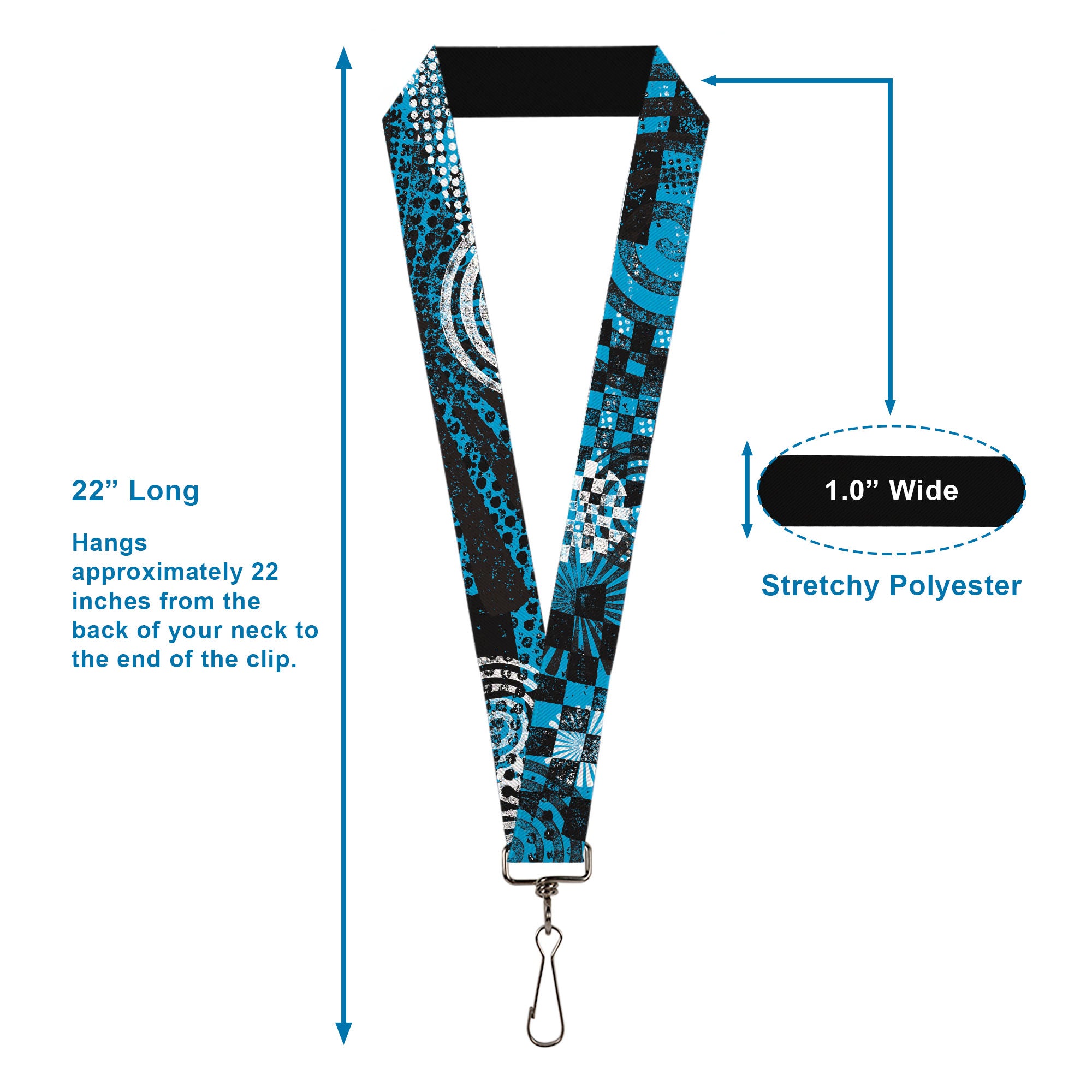 Lanyard - 1.0" - Grunge Chaos Blue Lanyards Buckle-Down
