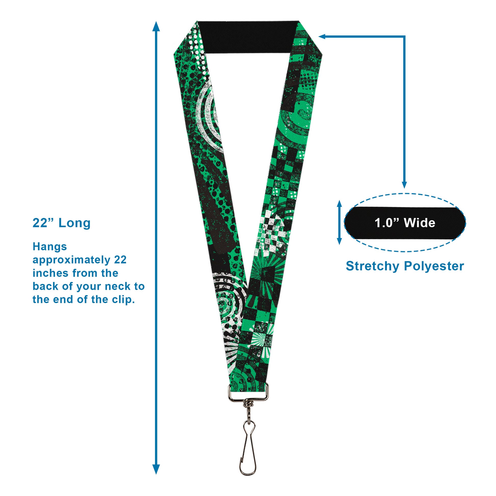 Lanyard - 1.0" - Grunge Chaos Green Lanyards Buckle-Down