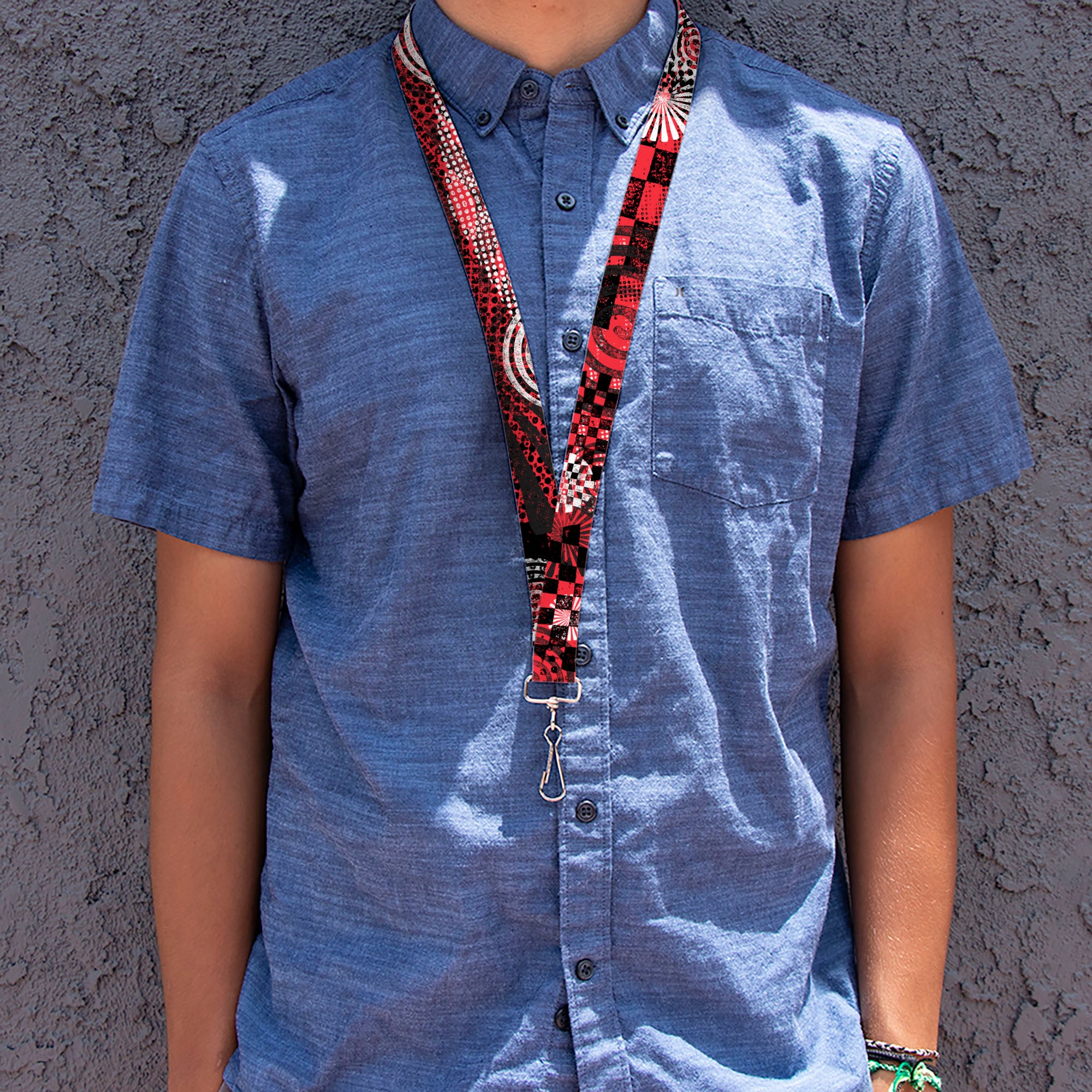 Lanyard - 1.0" - Grunge Chaos Red Lanyards Buckle-Down