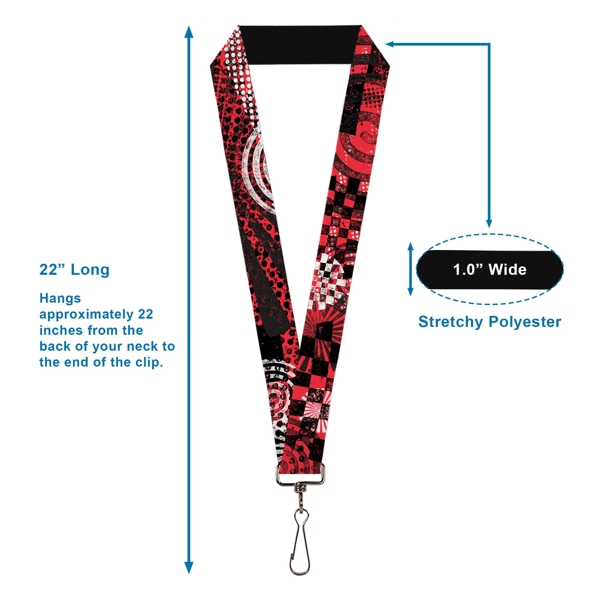 Lanyard - 1.0" - Grunge Chaos Red Lanyards Buckle-Down