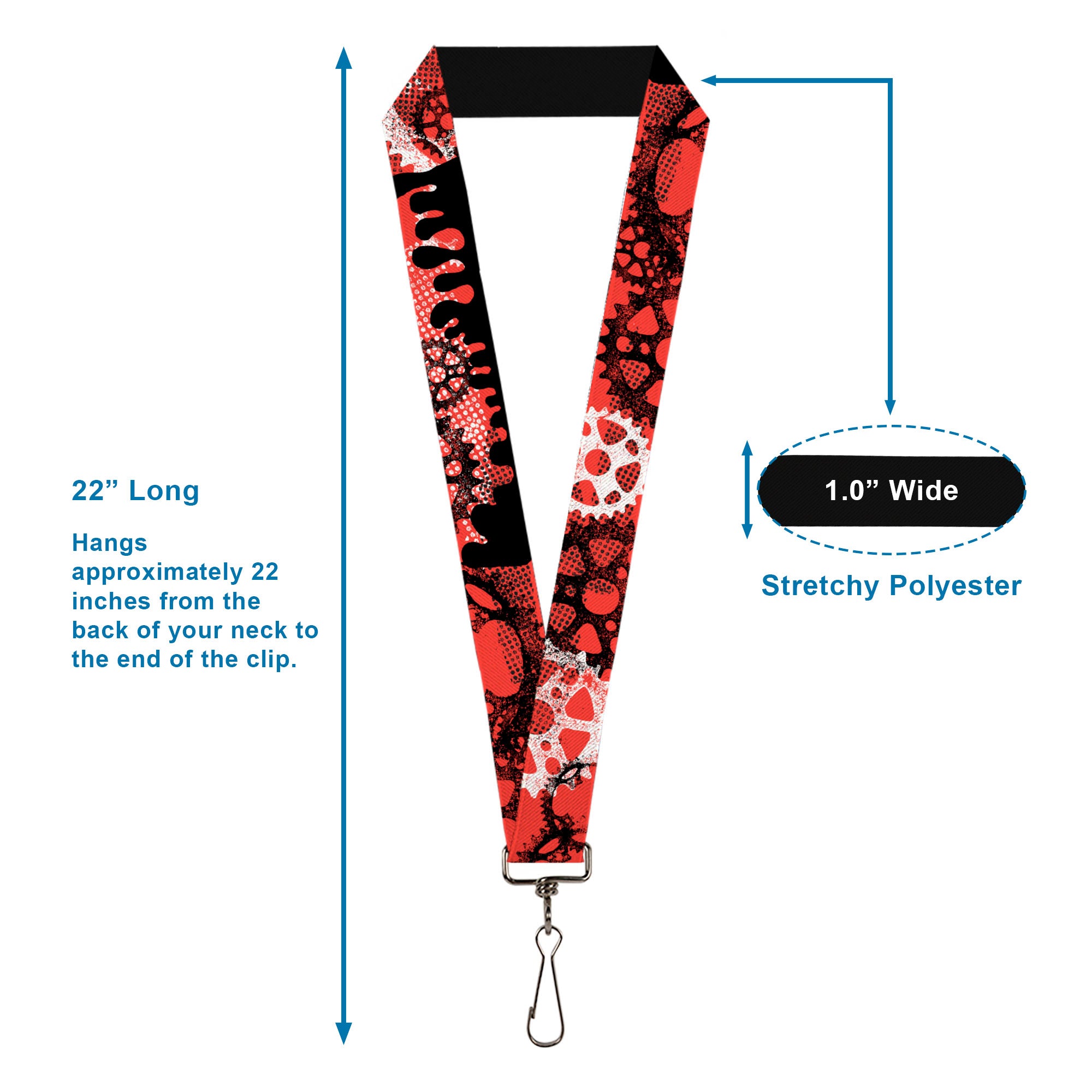 Lanyard - 1.0" - Grunge Gears Orange Lanyards Buckle-Down