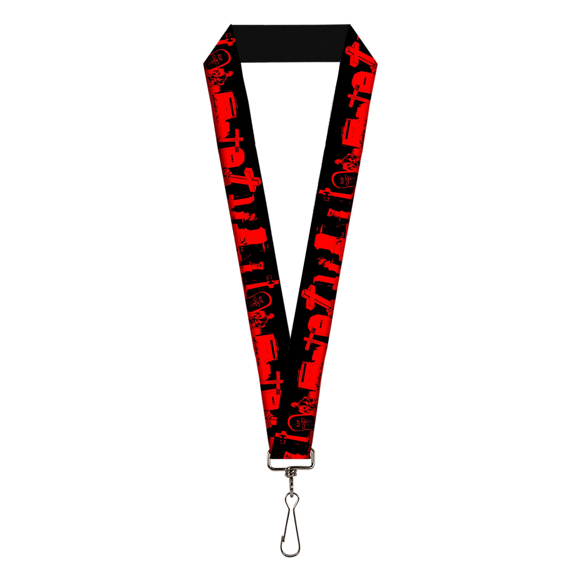 Lanyard - 1.0" - Graveyard Black Red Lanyards Buckle-Down
