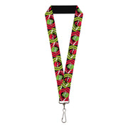 Lanyard - 1.0" - Green & Red Dragons Smoking Gray Lanyards Buckle-Down