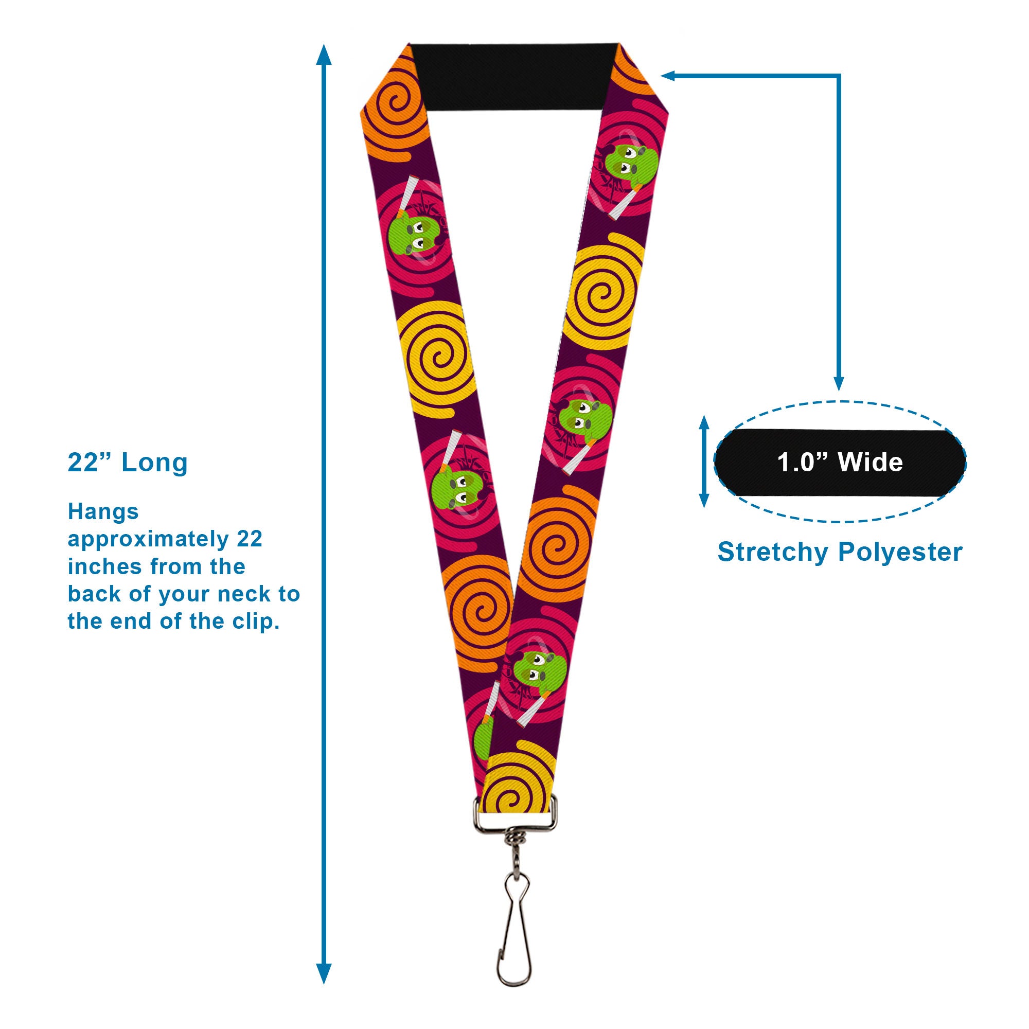 Lanyard - 1.0" - Green Dragons Smoking Purple Lanyards Buckle-Down