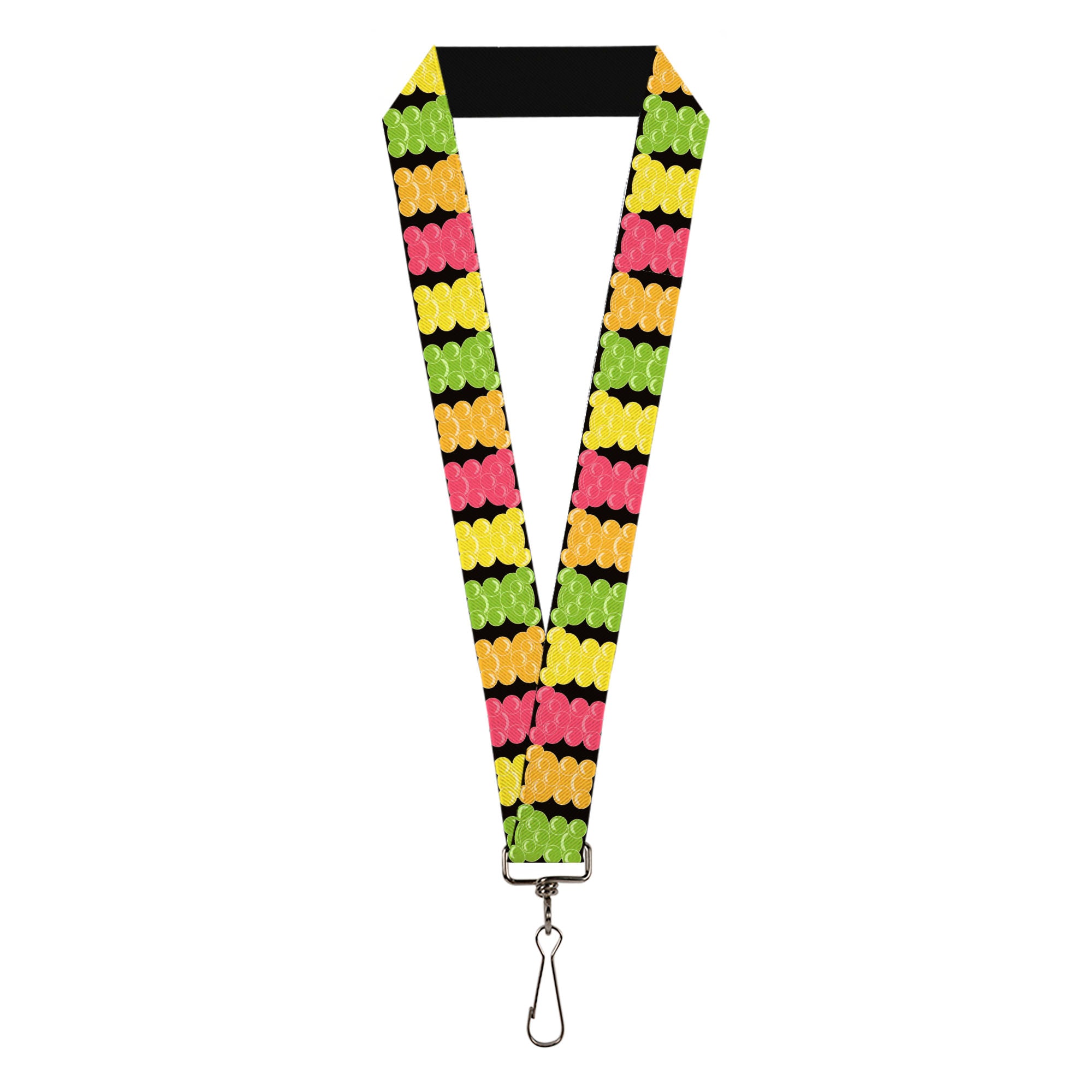 Lanyard - 1.0" - Gummy Bears Cartoon Black Red Yellow Green Lanyards Buckle-Down