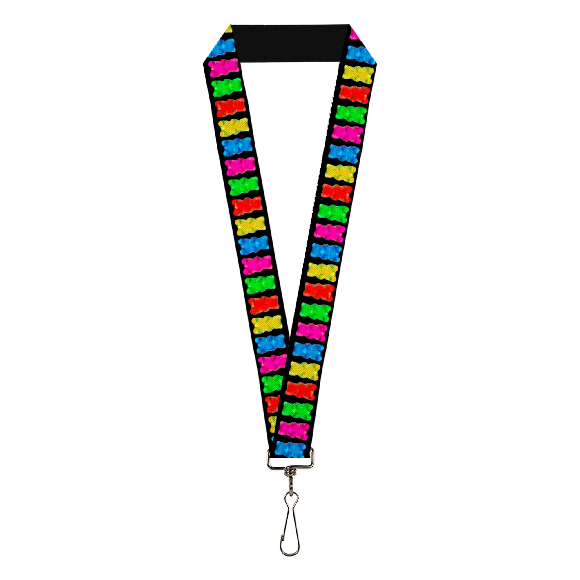 Lanyard - 1.0" - Gummy Bears Black Multi Color Lanyards Buckle-Down