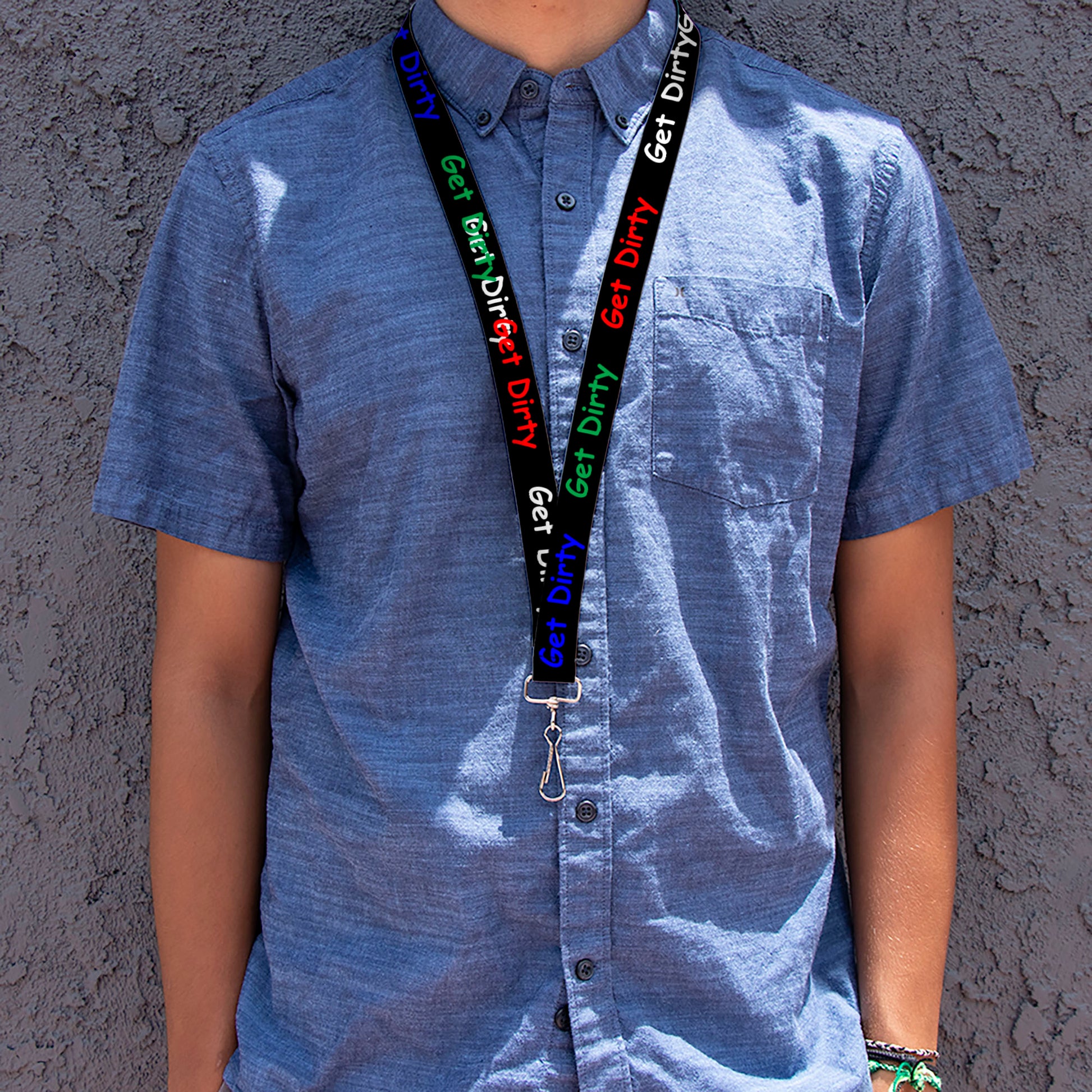 Lanyard - 1.0" - GET DIRTY Black White Blue Green Red Lanyards Buckle-Down