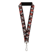 Lanyard - 1.0" - Girlie Skull Black Red Lanyards Buckle-Down