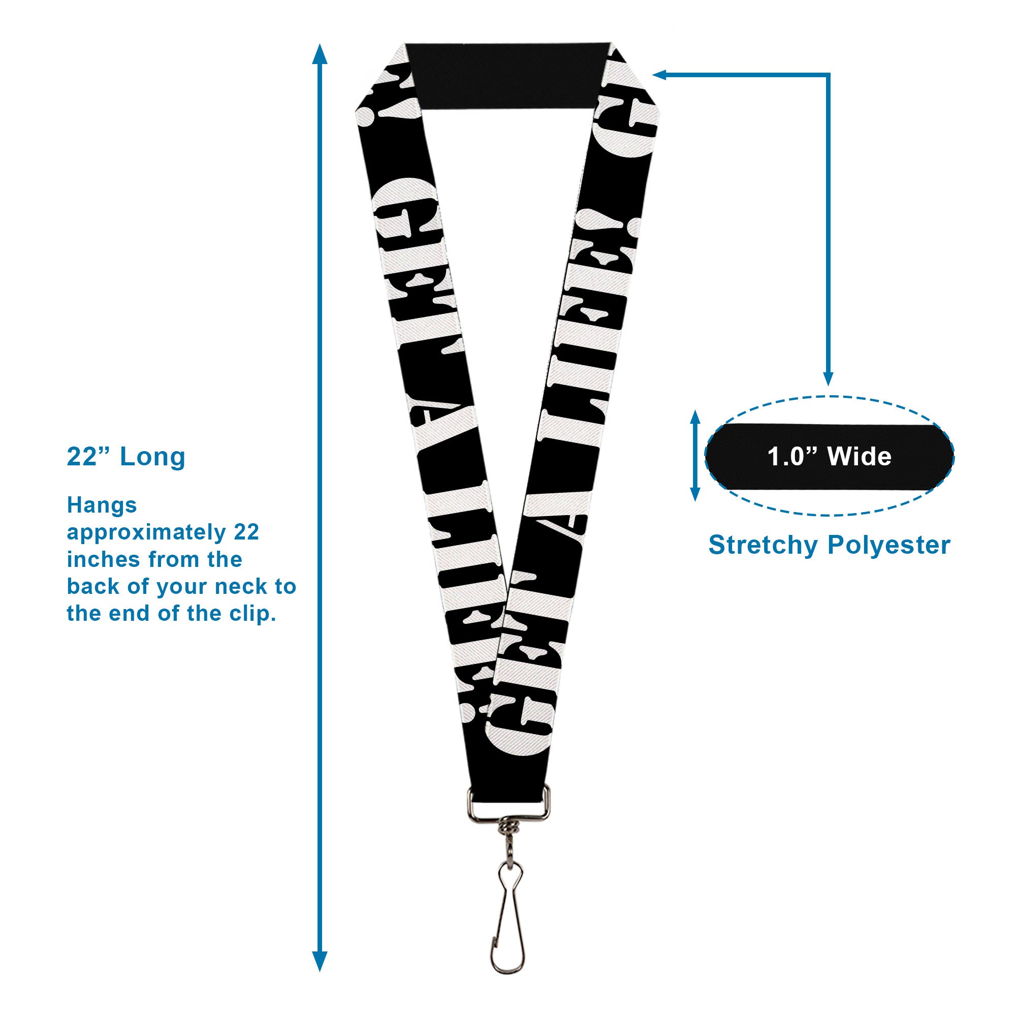Lanyard - 1.0" - GET A LIFE! Black White Lanyards Buckle-Down
