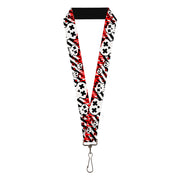 Lanyard - 1.0" - Girlie Skull Black White w Red Paint Drips Lanyards Buckle-Down