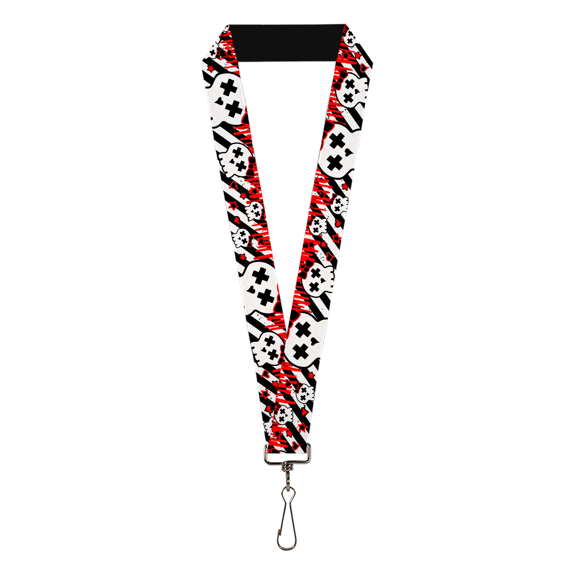 Lanyard - 1.0" - Girlie Skull Black White w Red Paint Drips Lanyards Buckle-Down