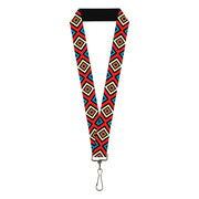 Lanyard - 1.0" - Geometric1 Black Red Tan Brown Baby Blue Lanyards Buckle-Down