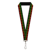 Lanyard - 1.0" - Geomteric2 Black Red Yellow Green Lanyards Buckle-Down