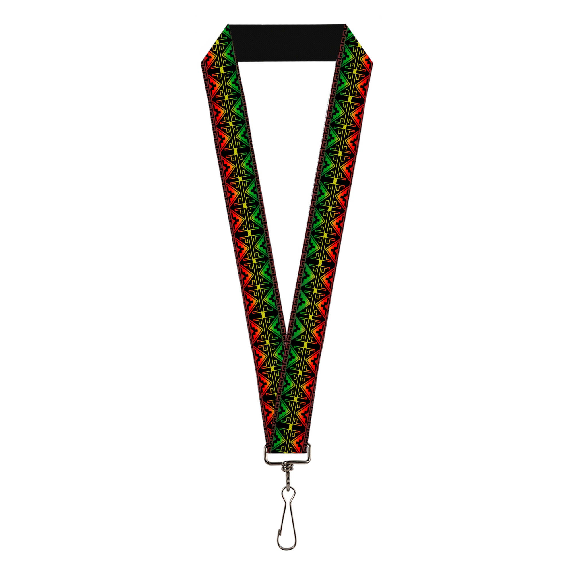Lanyard - 1.0" - Geomteric2 Black Red Yellow Green Lanyards Buckle-Down