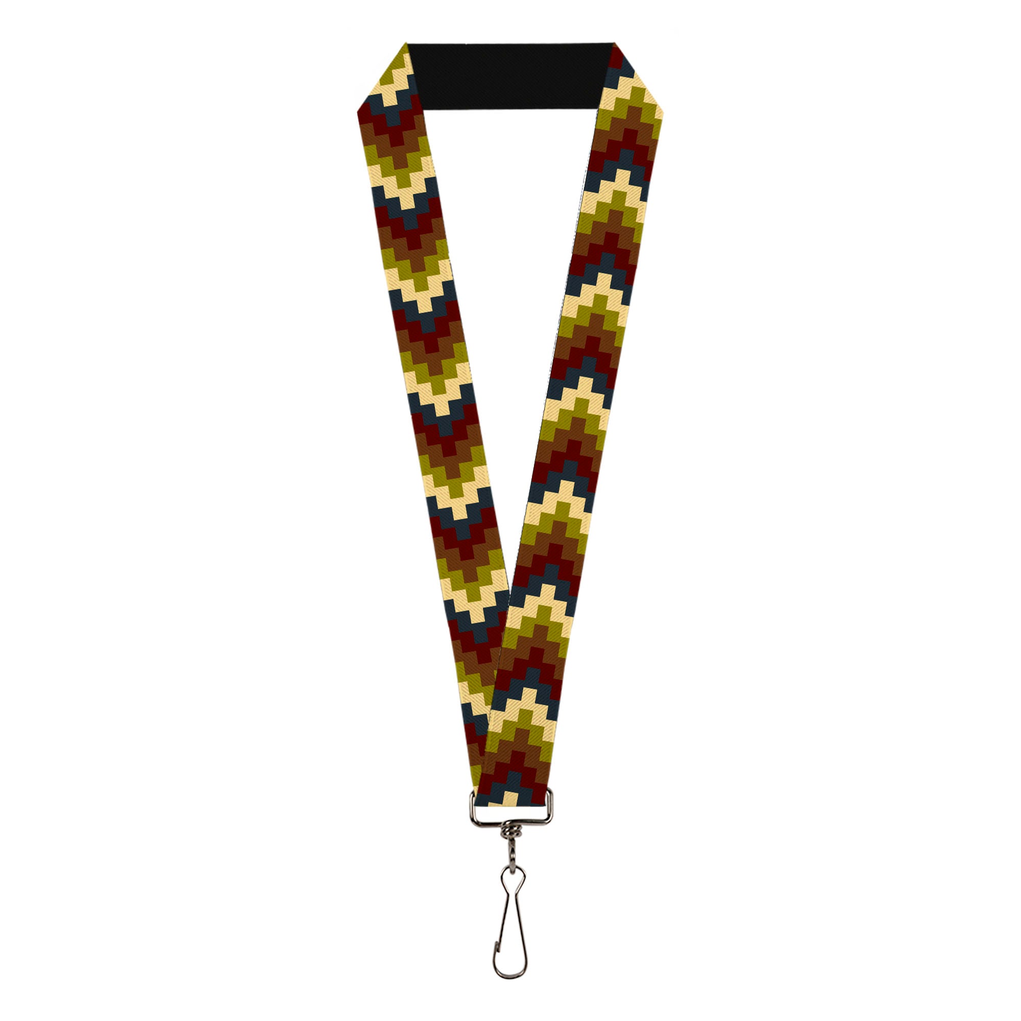 Lanyard - 1.0" - Geometric4 Tan Blue Wine Brown Olive Lanyards Buckle-Down