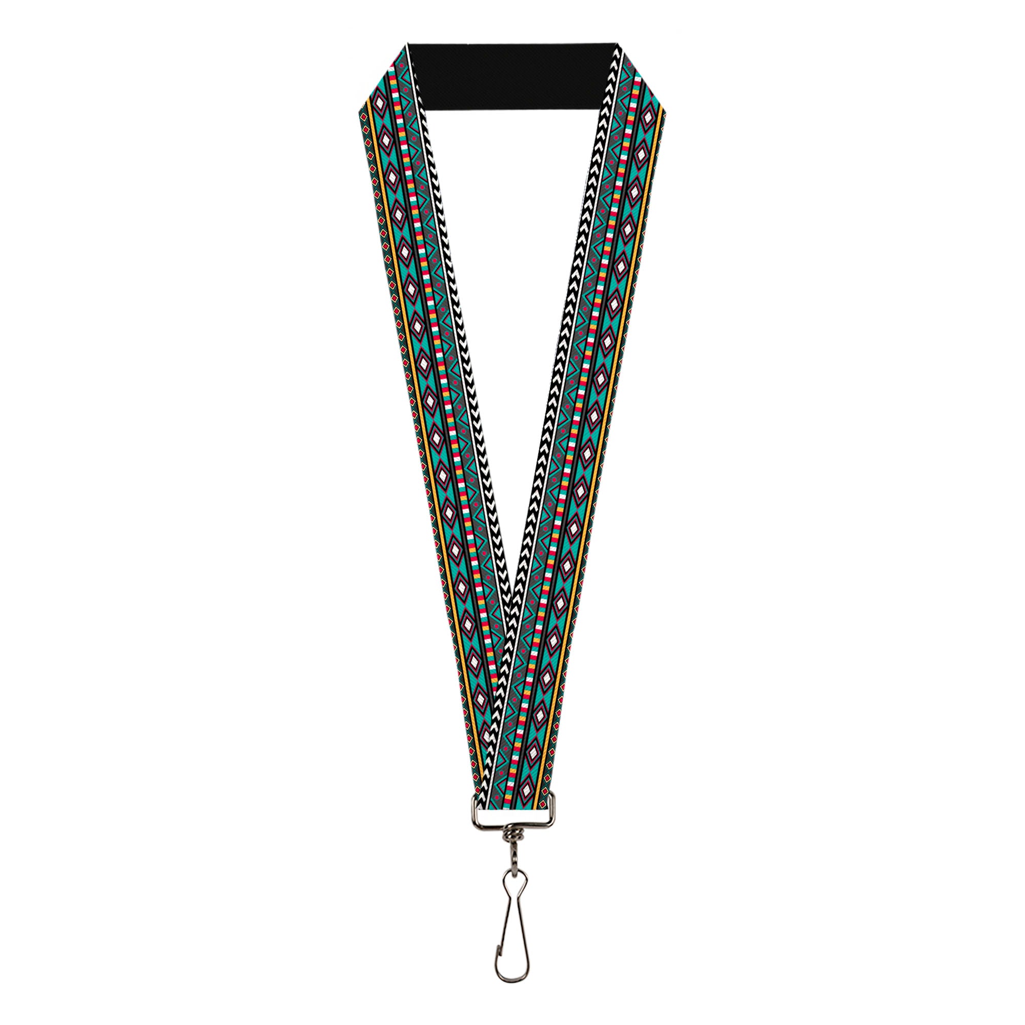 Lanyard - 1.0" - Geometric5 Gray Teal White Pink Yellow Lanyards Buckle-Down