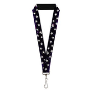 Lanyard - 1.0" - Glowing Stars in Space Black Purple White Lanyards Buckle-Down