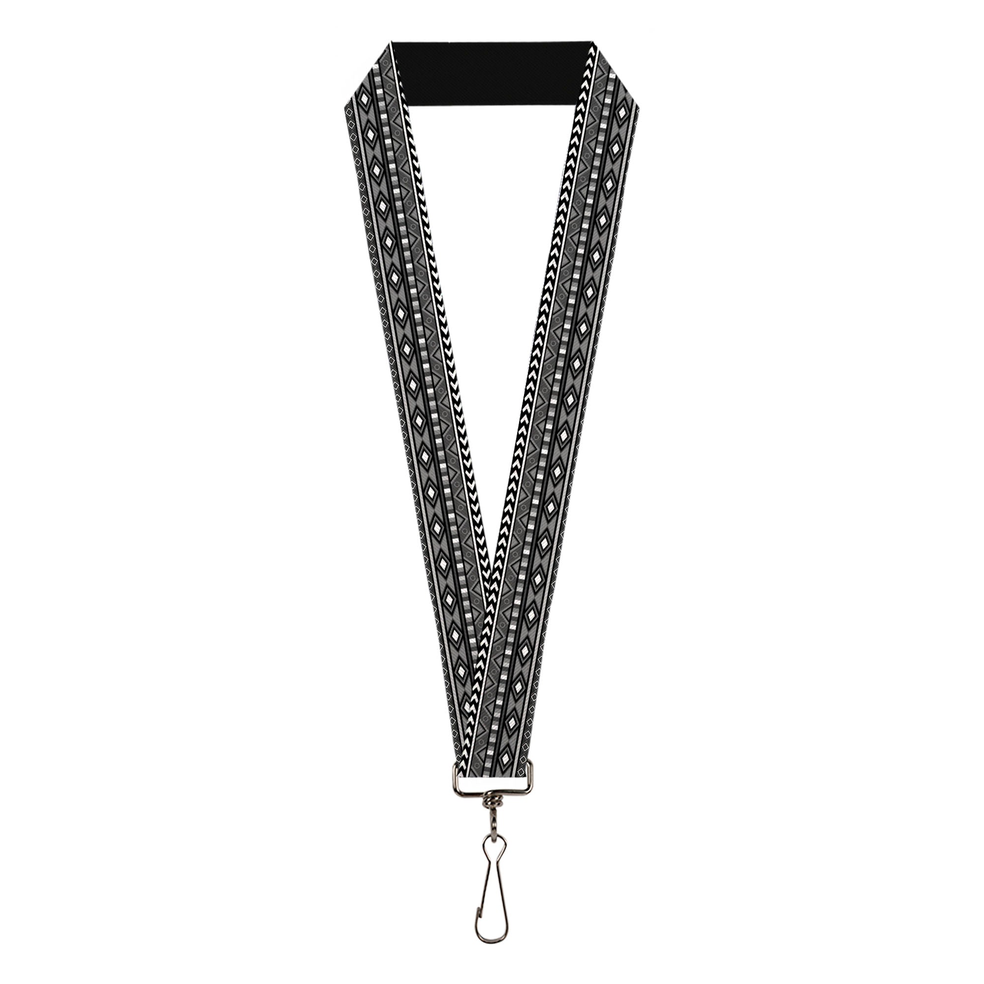 Lanyard - 1.0" - Geometric5 Grays Black White Lanyards Buckle-Down